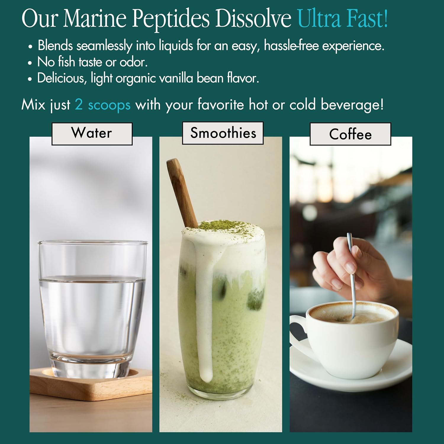 ENSANTE Clinically Backed Premium Marine Collagen Peptides Powder Unflavored, Type I II III IV Collagen for Skin Hair Nail Joint, Wild Deep Sea Collagen with Organic Camu Camu Vitamin C, Lab Tested