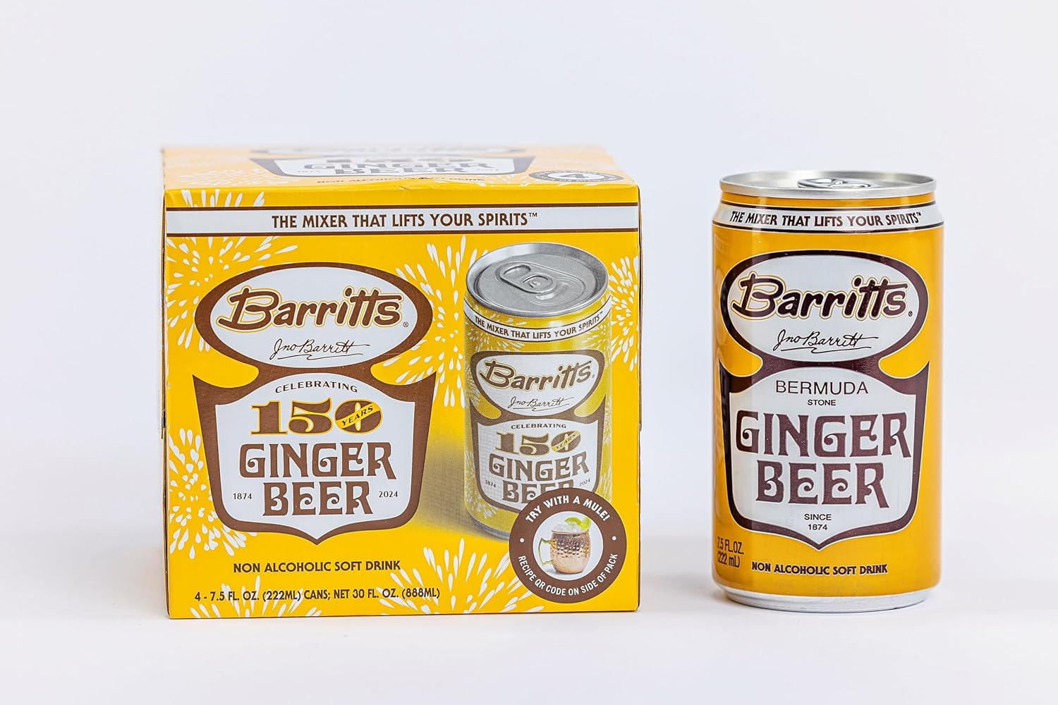 Barritt's Mixers - Ginger Beer Mix, Non-Alcoholic Soda Cocktail Mixer, 7.5 fl oz Cans, 24 Pack, Mini