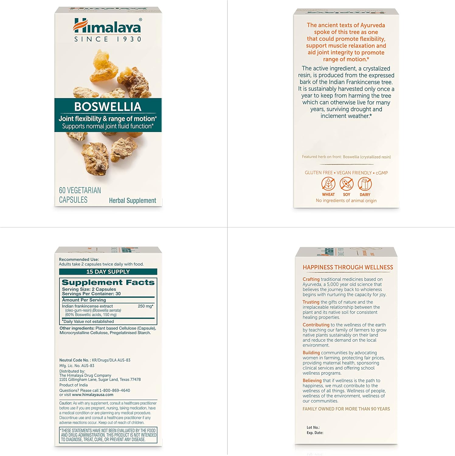 Himalaya Boswellia, Joint Support for Mobility and Flexibility, Promotes Tissue Preservation, 250 mg, 60 Capsules