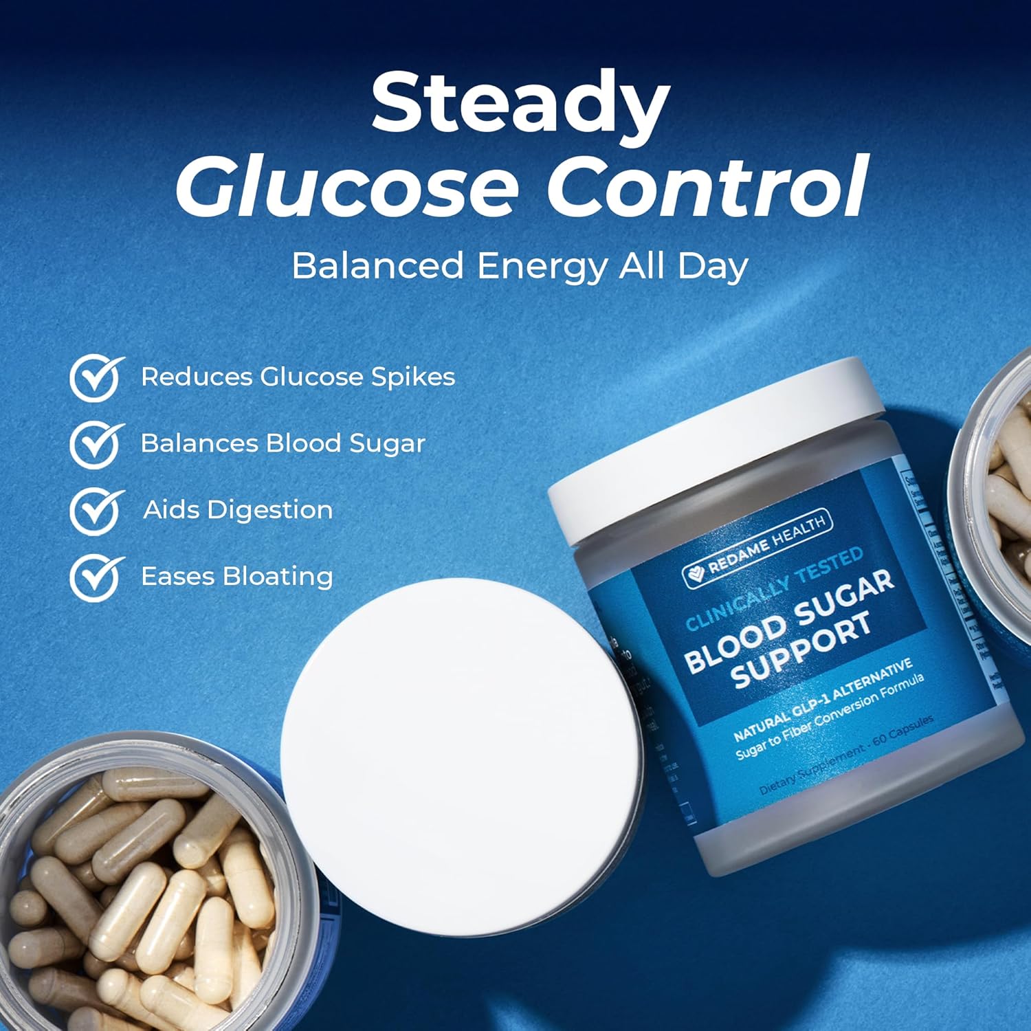 Blood Sugar Support Supplement - Glucose Support Supplement with Artichoke Leaf, Ginger Root & Prebiotic Blend for Healthy Digestion & Overall Wellness, 60 Capsules