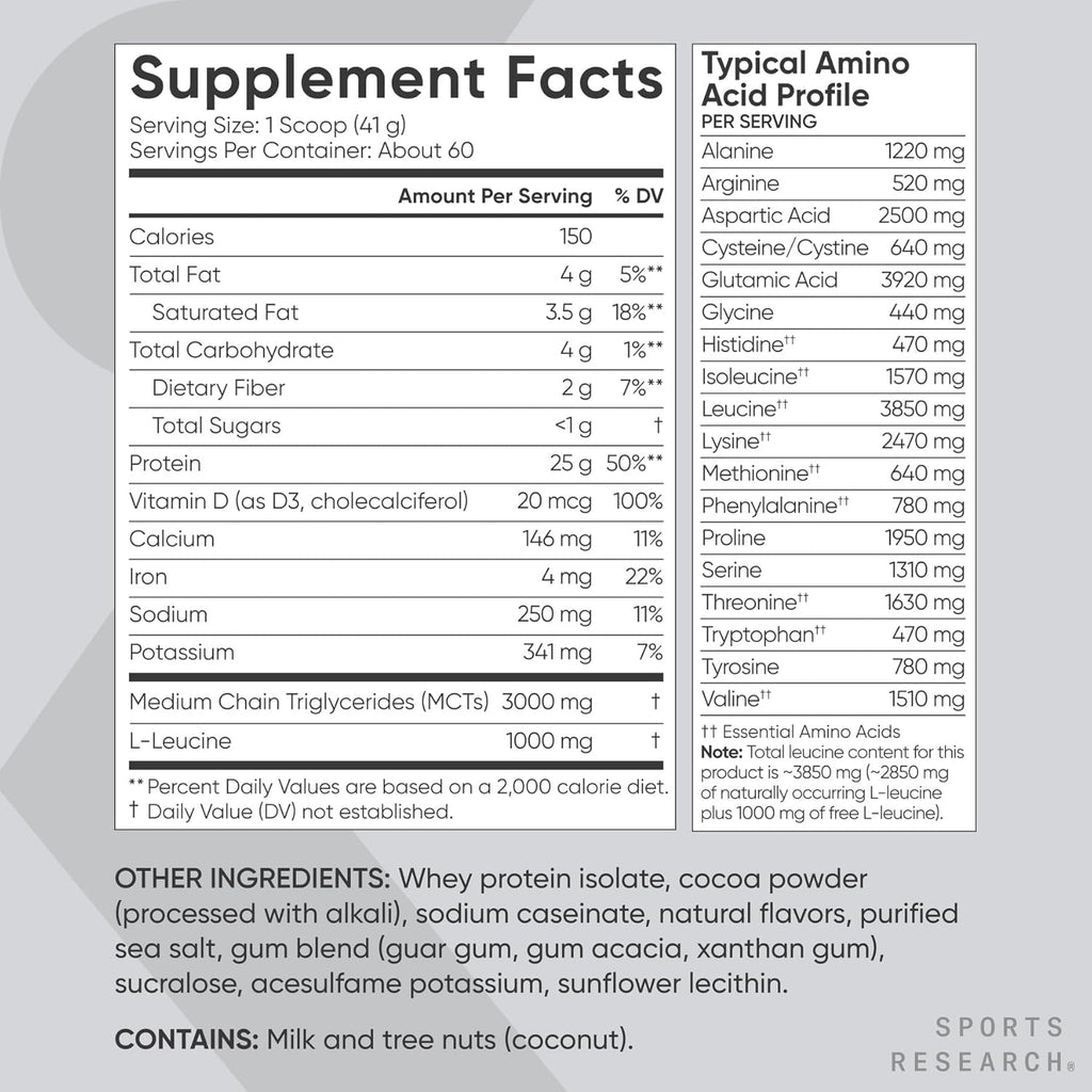 Sports Research Whey Protein - Sports Nutrition Whey Isolate Protein Powder for Lean Muscle Building & Workout Recovery - 5 lb Bag Bulk Protein Powder 25g per Serving - Dutch Chocolate, 56 Servings
