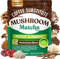 Venture Pal 12 Mushroom Matcha Powder – Mushroom Coffee Alternative with Lion’s Mane & Chaga + 1.5B Probiotics & L-Theanine, First Harvest Ceremonial Green Tea for Better Focus & Energy, 30 Servings