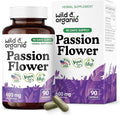 Wild & Organic Passion Flower Capsules 600 mg - Calming & Mood Support - Passionflower Extract Supplement - Passiflora Incarnata Herb - Vegan, No Fillers, Non-GMO - 90 Count