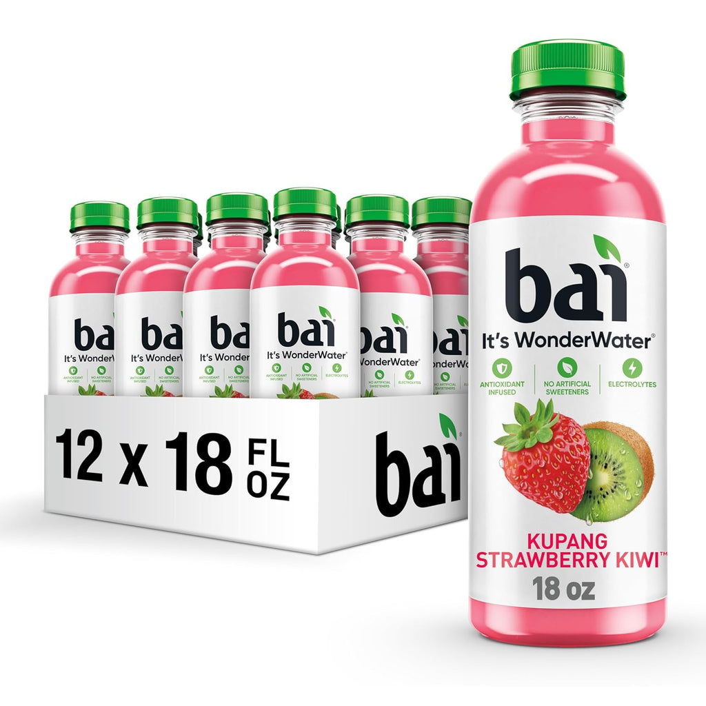 Bai Antioxidant Infused Water Beverage, Kupang Strawberry Kiwi, with Vitamin C and No Artificial Sweeteners, 18 Fluid Ounce Bottle, 12 Pack