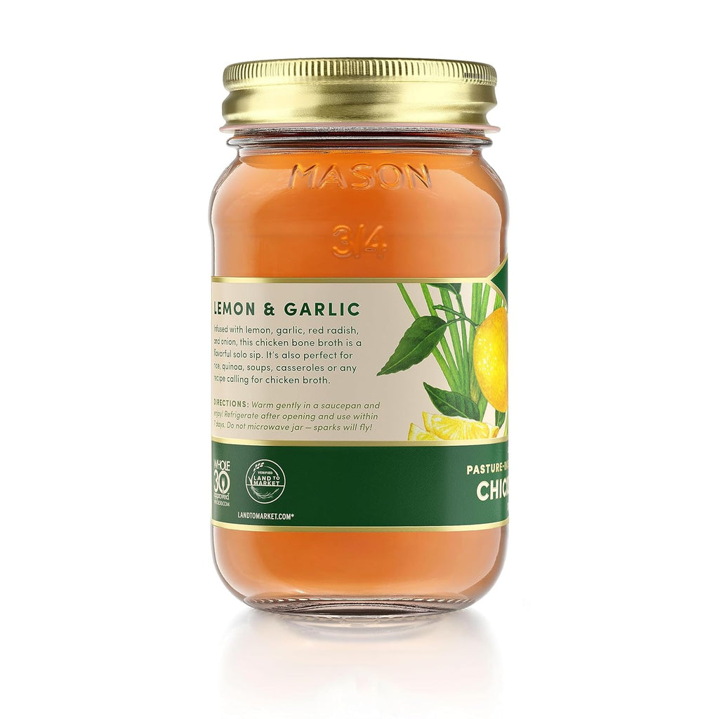 FOND Pasture-Raised Regenerative Chicken Bone Broth infused with Organic Lemon & Garlic