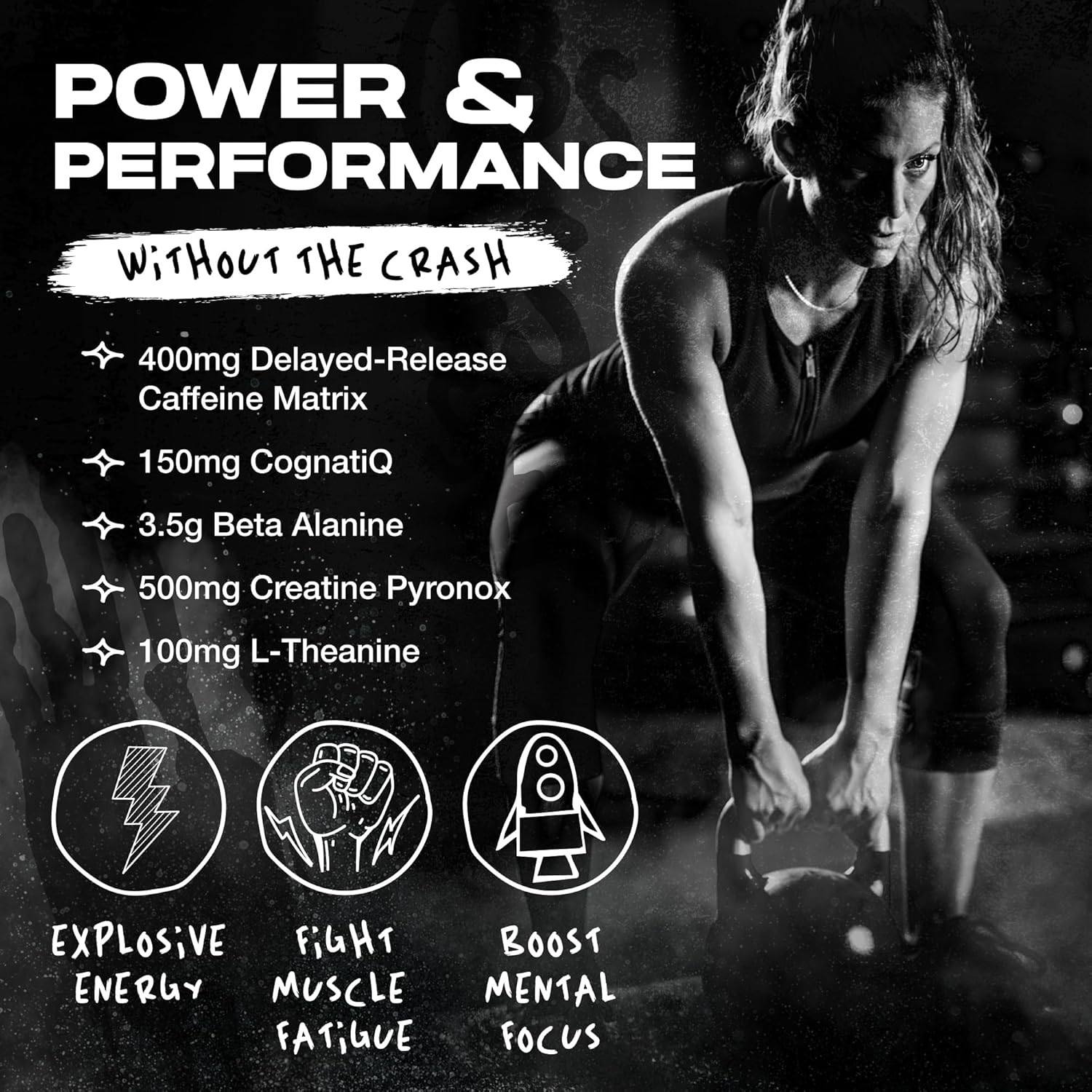 AFTERDARK INHUMAN Pre-Workout Powder, Enhanced Mind-Muscle Connection, Sustained Energy, Potent Nootropic Blend, Vegan, Gluten-Free, Soy-Free, 400mg Caffeine, No Crash, SnowCone