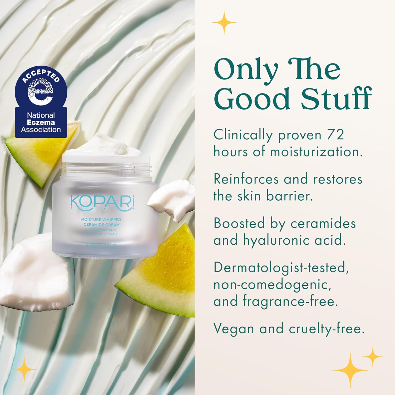 Kopari Moisture Whipped Ceramide Cream | Hydrate and Restore | Vegan Ceramides and Moisture-Retaining Hyaluronic Acid | 2.1 oz