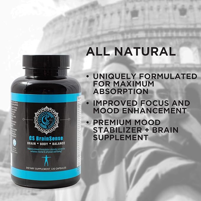 BrainSense Mood Stabilizer & Brain Supplement - Enhance Mood, Mental Clarity, Brain Booster & Cellular Health - Nootropic Supplement & Micronutrients For Brain Fog By CommonSenseWW, 120 Capsules