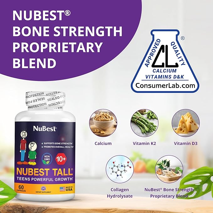 NuBest Tall 10+ - Advanced Bone Strength Formula - Supports Immunity, Healthy Development & Optimal Wellness - for Children (10+) & Teens Who Drink Milk Daily | Pack 3 | 3 Months Supply