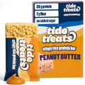 Crispy Rice Protein Treat Peanut Butter Bar | 25 g Protein, No Added Sugar, 7 g Fiber, Gluten Free | High Protein Snack for On-the-Go, Post-Workout or Dessert Cravings | 8 Count | TideTreats