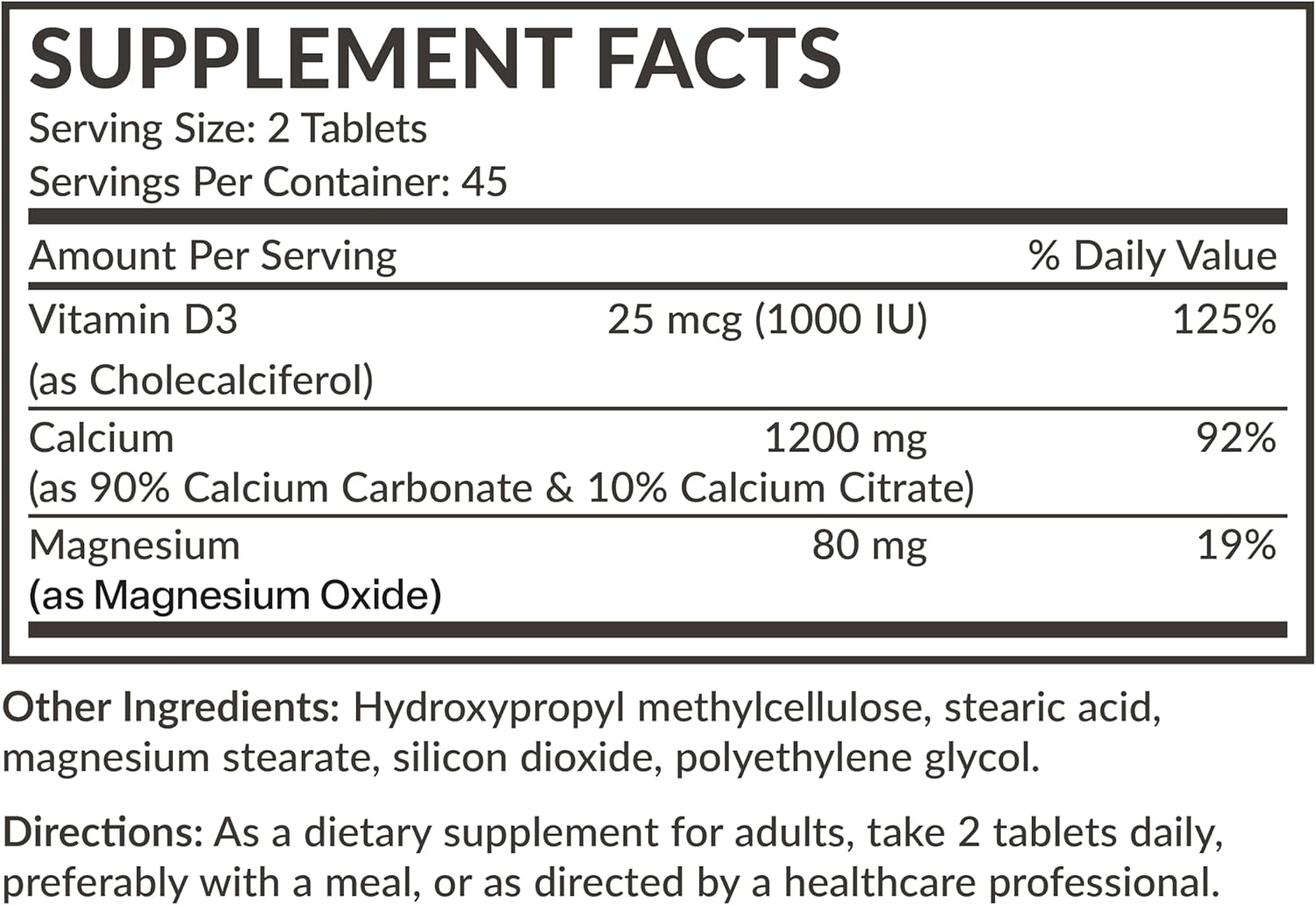 Futurebiotics Calcium 1200 MG Per Serving Sustained Release with Vitamin D3 1000 IU Per Serving Non-GMO, 90 Vegetarian Tablets