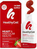 Healthycell Heart & Vascular Health Daily Liquid Supplement - Blood Pressure & Cholesterol Support with Beet Root Powder, Resveratrol, CoQ10, Omega-3 & Vitamin K - 14 Gel Packs