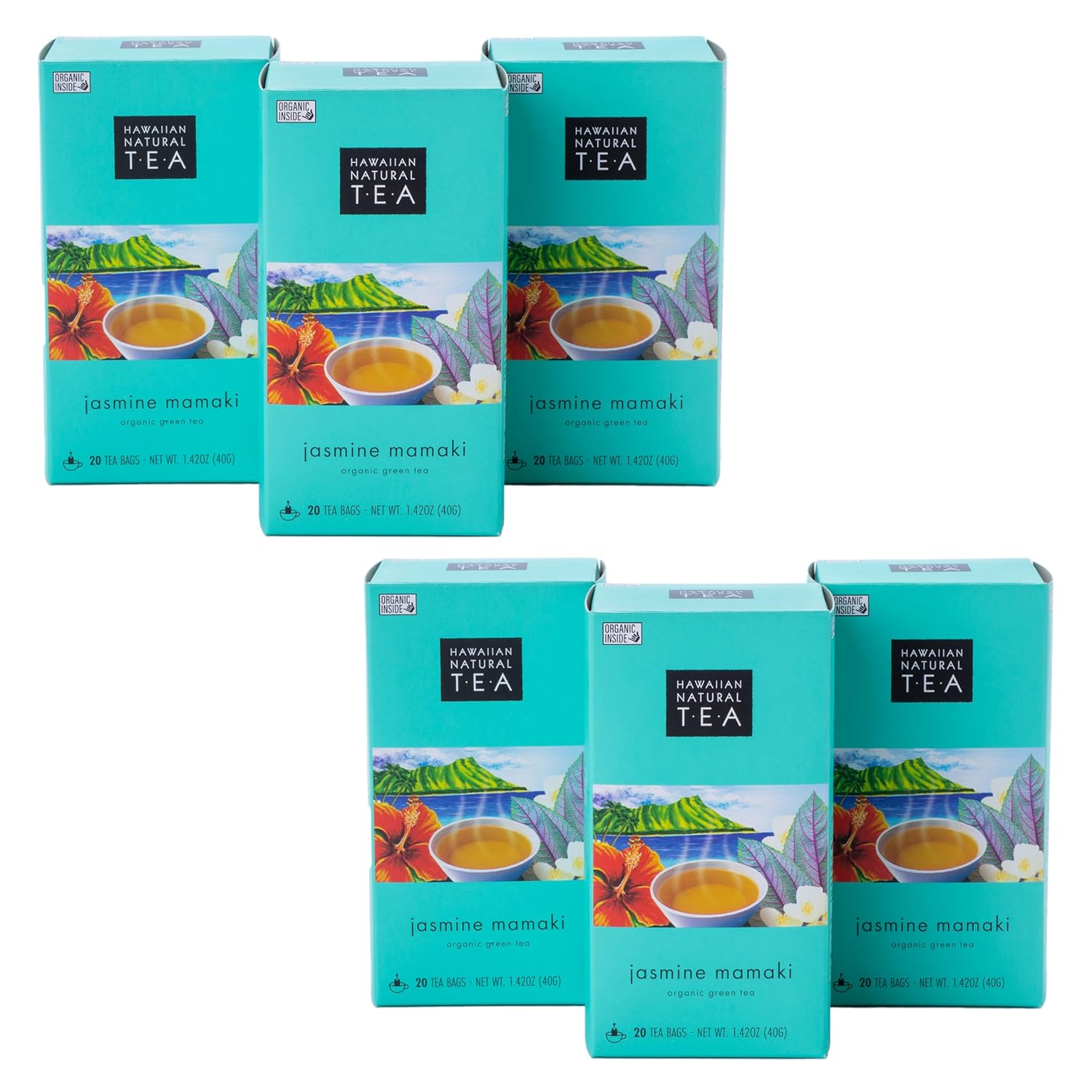 Hawaiian Natural Tea Organic Mamaki Jasmine Green Tea Blend - Antioxidant-Rich, Calming, Wellness Tea for Bedtime, Anxiety & Stress - Gift for Tea Lovers - 120 Tea Bags