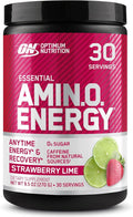 Optimum Nutrition Amino Energy Powder – Energy & Focus Pre Workout with Amino Acids, BCAA, Green Tea Caffeine & Coffee, Muscle Recovery Support – Strawberry Lime, 30 Servings (Packaging May Vary)