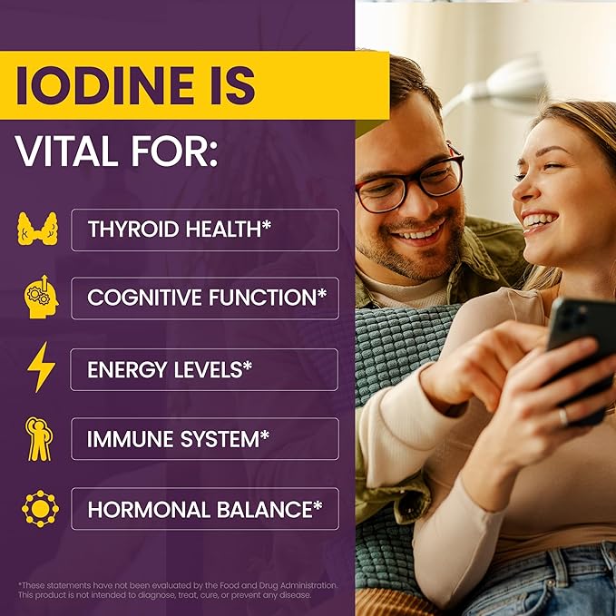 WellnessOne Iodine Drops for Thyroid Support - Fast Acting Liquid Iodine Supplement from Potassium Iodide - Great for Immunity & Cognition & Maximizes Iron Absorption - 1.67 fl oz