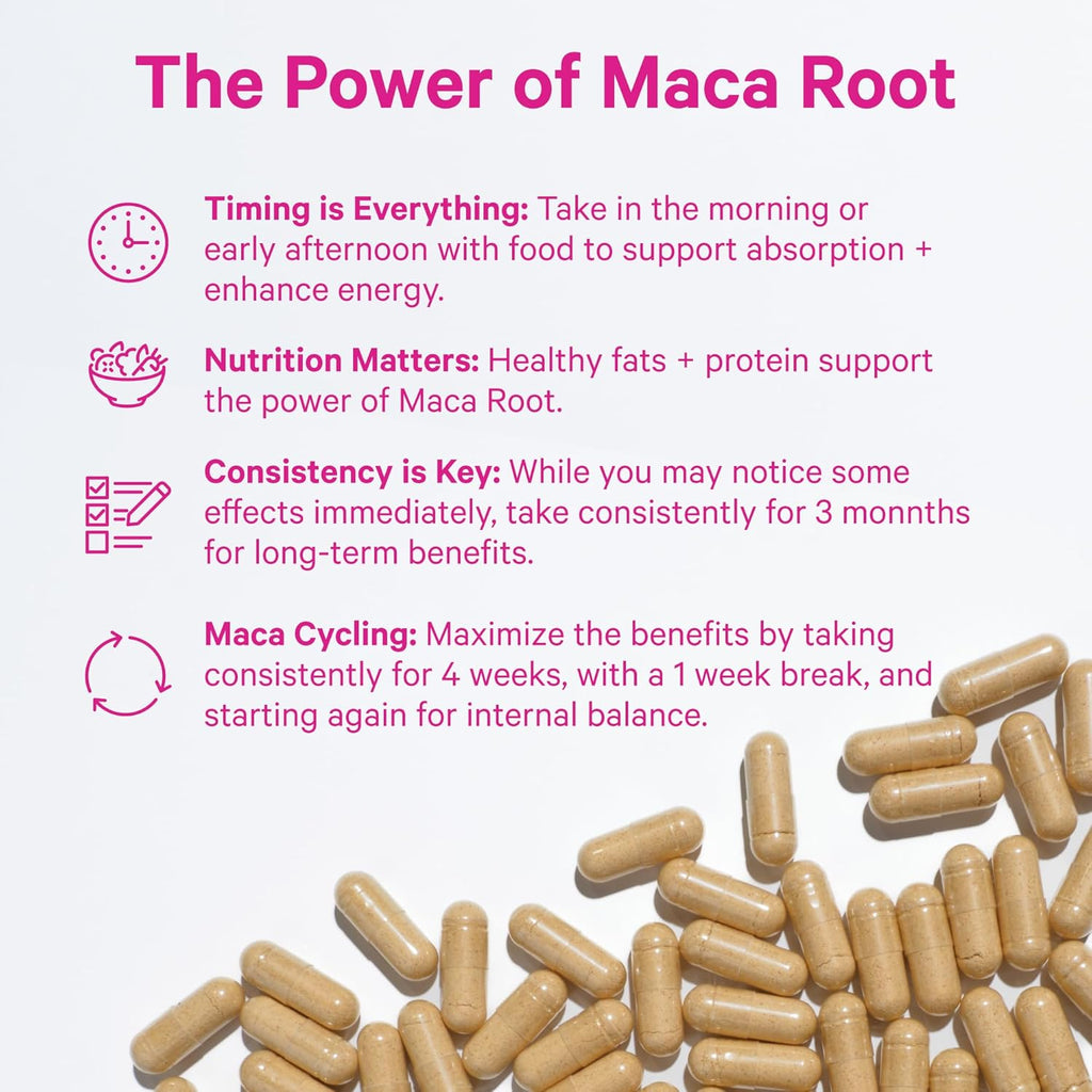 Pink Stork Maca Root Capsules for Women – Organic Maca with BioPerine® for Hormonal Balance, Energy + Wellness – Supports Perimenopause, Menstrual Health, and Vitality