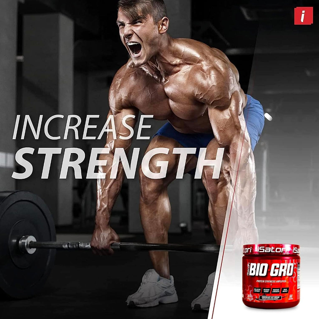iSatori BIO-GRO Protein Synthesis Amplifier, for Muscle Recovery & Growth, Enhanced Stimulant Free Pre-Workout & Colostrum Supplement with Bio-Active Peptides- Chocolate Ice Cream (60 Servings)
