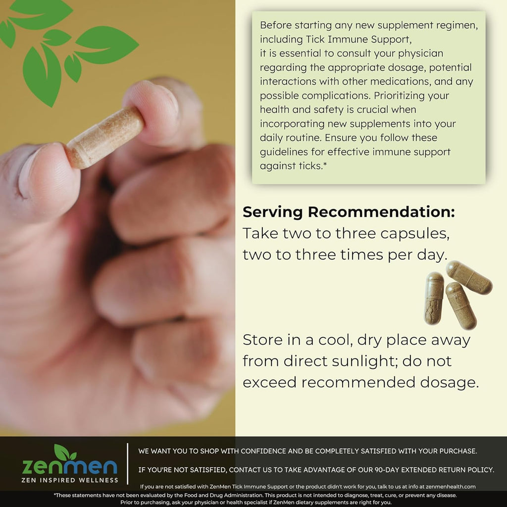 Zenmen Daily Tick Guard - Supports Your Defenses Before Outdoors Exposure - Tick Immune Support 3 Bottles