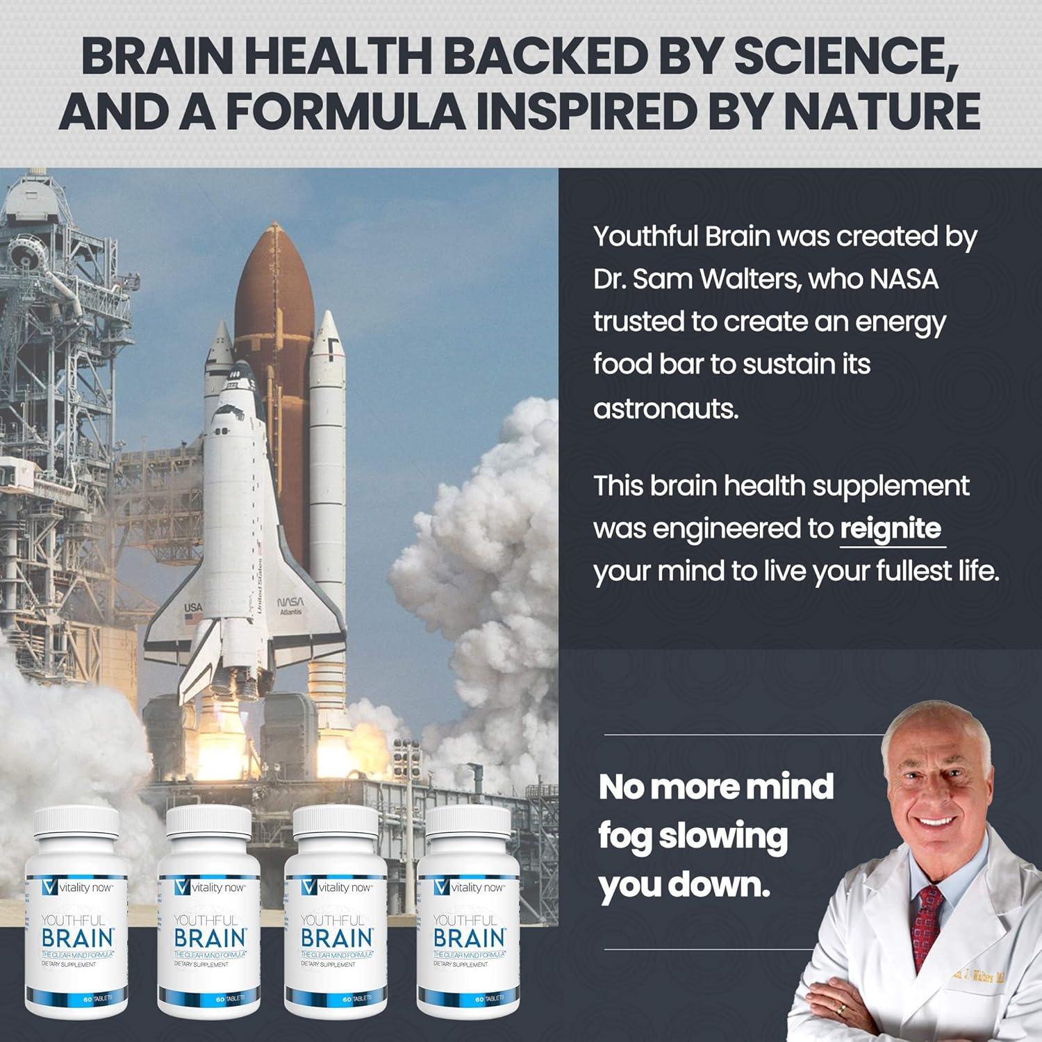 Youthful Brain | Memory & Brain Health Support Supplement - Brain Booster Clarity with Bacopa Monnieri, Ginkgo Biloba, B12 - Easy to Swallow Tablets - 30-Day Supply (60 Count)