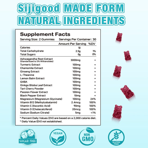 2 Pack Ashwagandha Gummies, Support for Immunity, Relaxation, Calm Mood & Zzz, Ashwagandha Supplements for Men & Women, Natural Blueberry Flavor, 120 Count