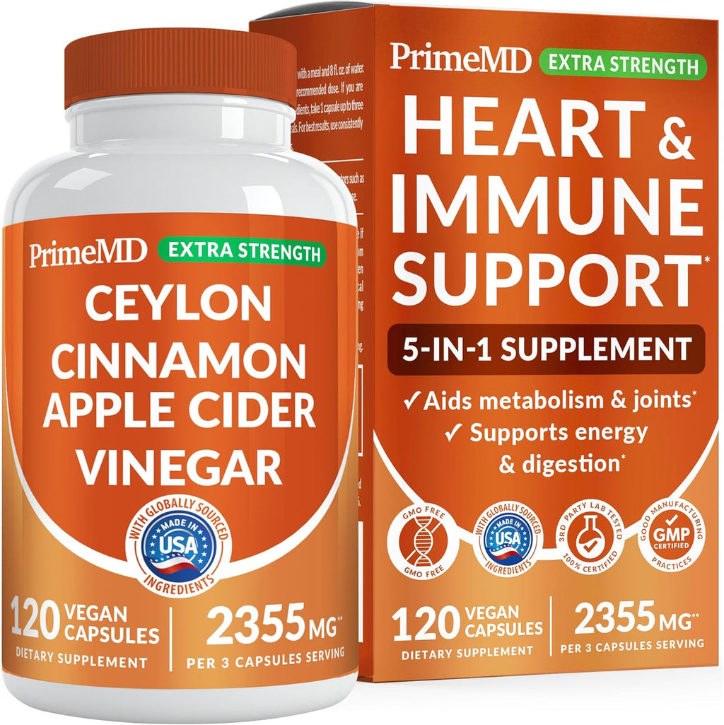 5-in-1 Ceylon Cinnamon Powder Extra Strength – Organic Ceylon Cinnamon Capsules with Turmeric, Apple Cider Vinegar, Korean Ginseng & BioPerine for Metabolism & Energy Support Pills (120 Ct, 1 Pack)