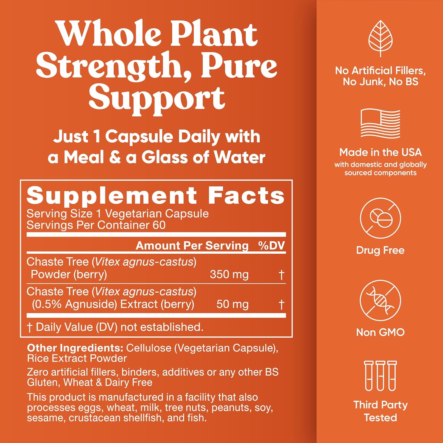 Vitex Pure 400 Mg Chasteberry – Natural PMS Support, Balance Hormones, Regulate Cycle, Promote Skin Health – Full-Spectrum & Standardized – 60 Vegan Soft Capsules