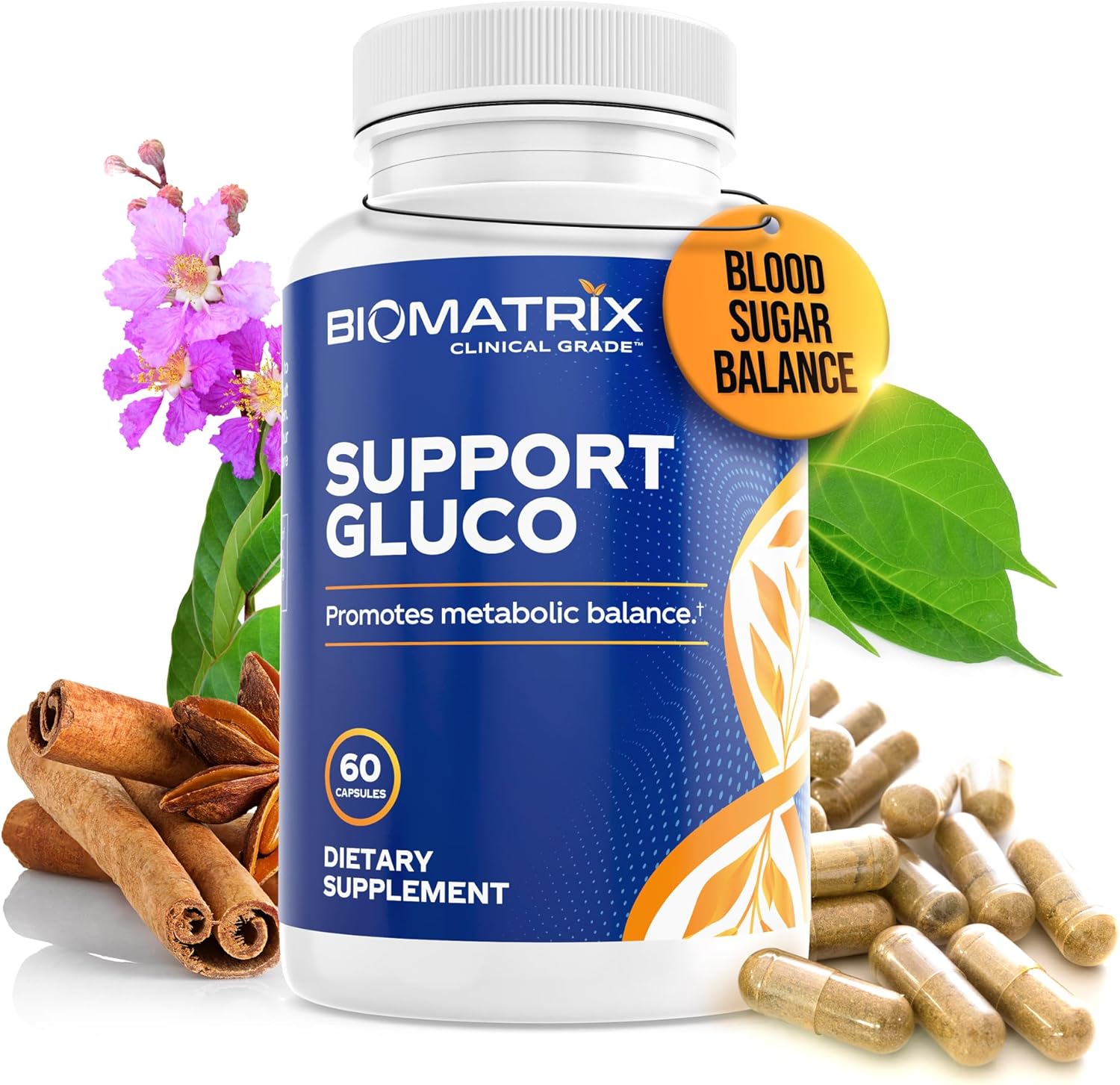 BioMatrix Metabolism Supplement for Men and Women, Cinnamon, Gymnema, Lipoic Acid, Vanadyl Sulfate, Chromium Picolinate, Bitter Melon (60 Capsules)