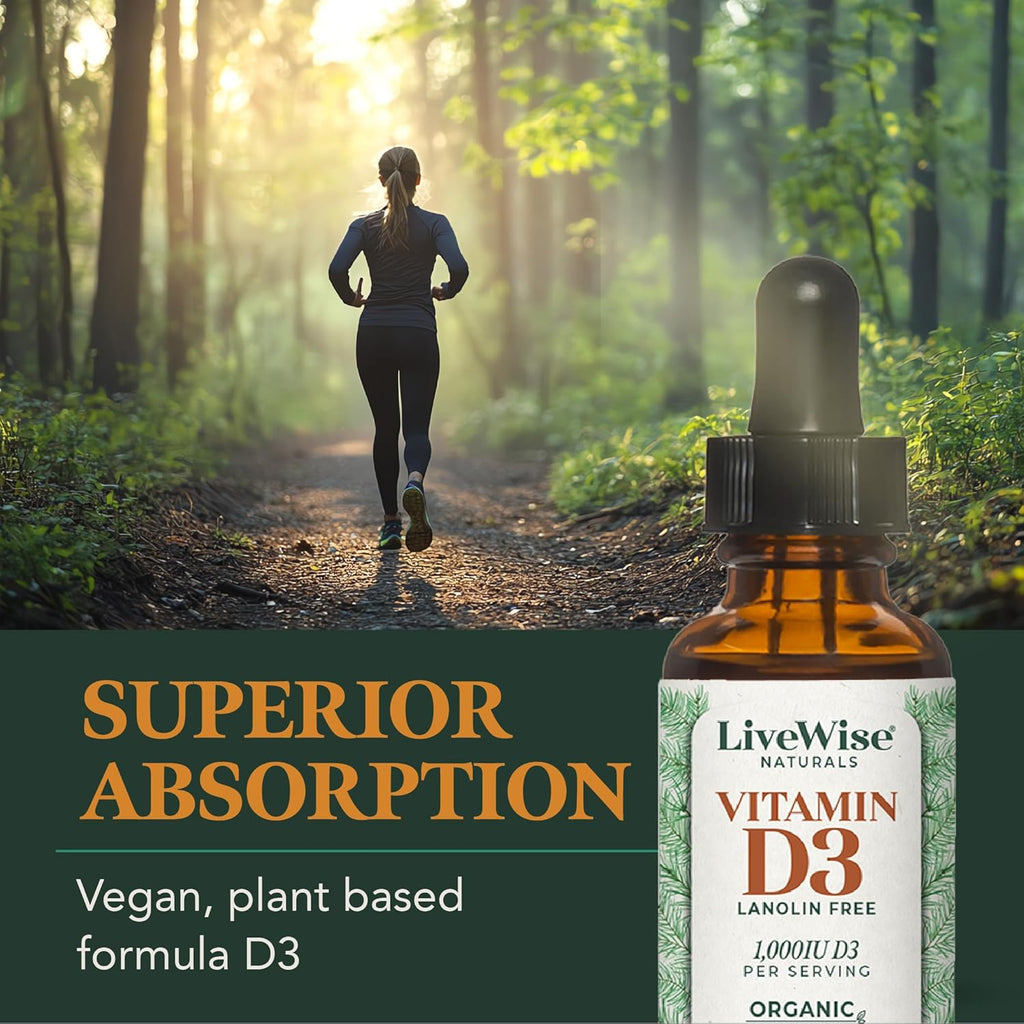 Vitamin D3 Liquid Drops - Organic MCT Oil Formula for Adults - Easy Absorption D3 Supplement for Immune Support & Bone Health 1000 IU