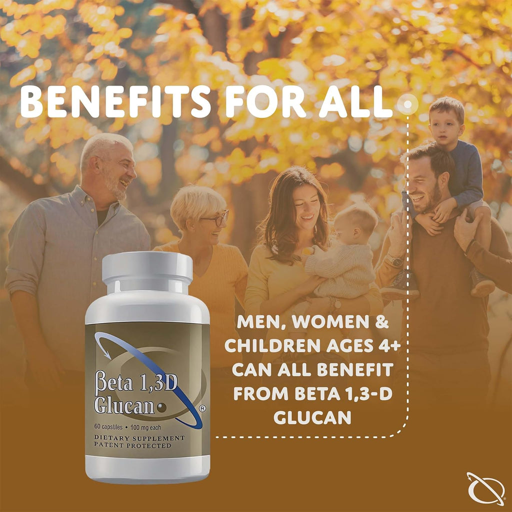 Immune Support Supplement Highly Purified Beta Glucan 100 mg per Capsule (beta-glucan Fiber) (Pack of 2)