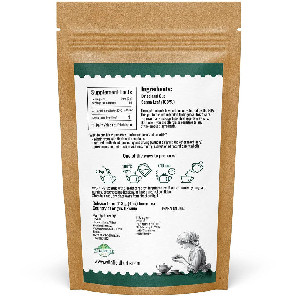 4 oz. Senna Leaf Senna Leaves Tea Bags Herbal Tea (Senna Alexandrina) - 113g Bags Hoja De Sen Hojas De Sen Para Te