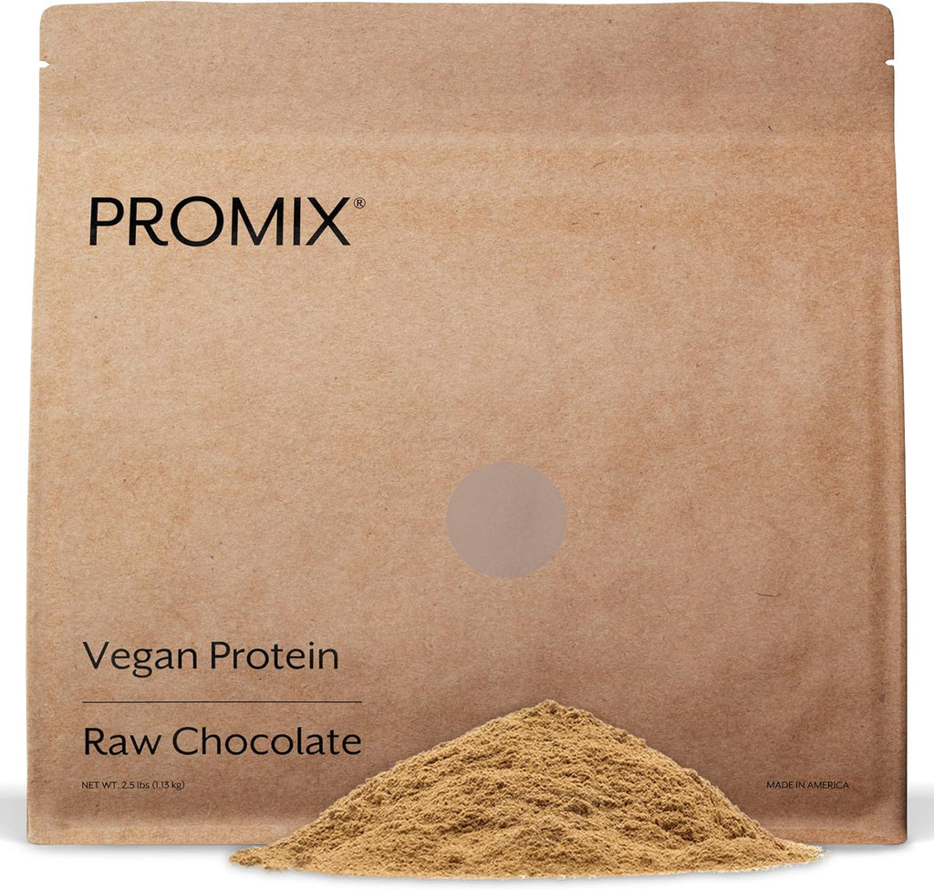 ProMix Nutrition Plant-Based Vegan Protein Powder, Raw Chocolate - Pea Protein & Vitamin B-12 - ­Post Workout Fitness & Nutrition Shakes, Smoothies, Baking & Cooking Recipes - 2.5 Pound