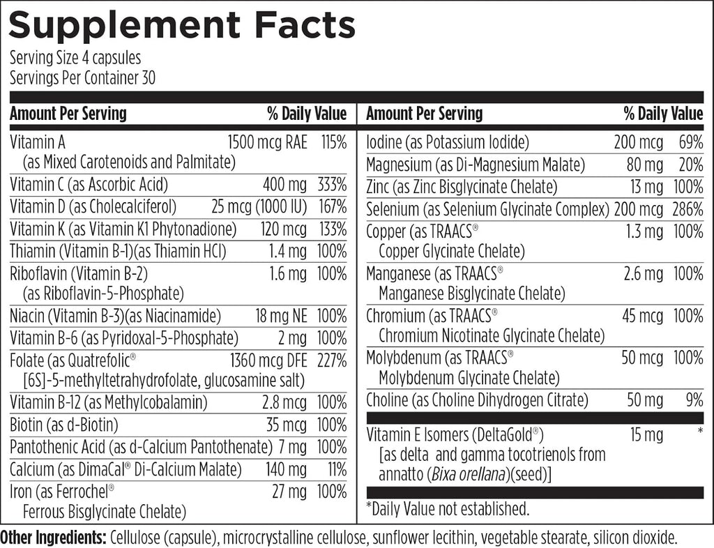 Designs for Health Prenatal Pro Methylated Multivitamin for Women - Prenatal Vitamins with Iron, A, D, E + Vitamin K with Methylated Folate, Calcium Magnesium Zinc for Nursing + Postpartum (120 Caps)