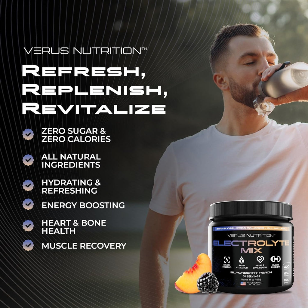 Electrolytes Powder No Sugar- Zero Calorie Hydration Powder | Sugar Free Electrolytes for Fasting, Keto & Vegan | Natural Ingredients Electrolyte Mix for Energy Boost, 60 Servings