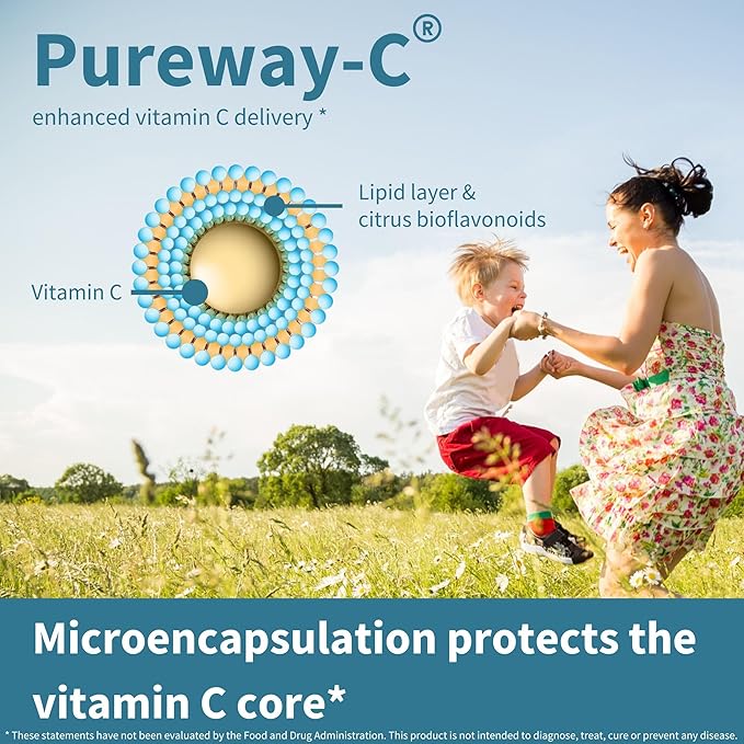 Igennus High Absorption Super Vitamin C, Clean Label Pureway-C 1000mg, Vegan Vitamin C with Bioflavonoids, 60 Servings, 24-Hour Action, Immune Health, Energy, Heart & Brain