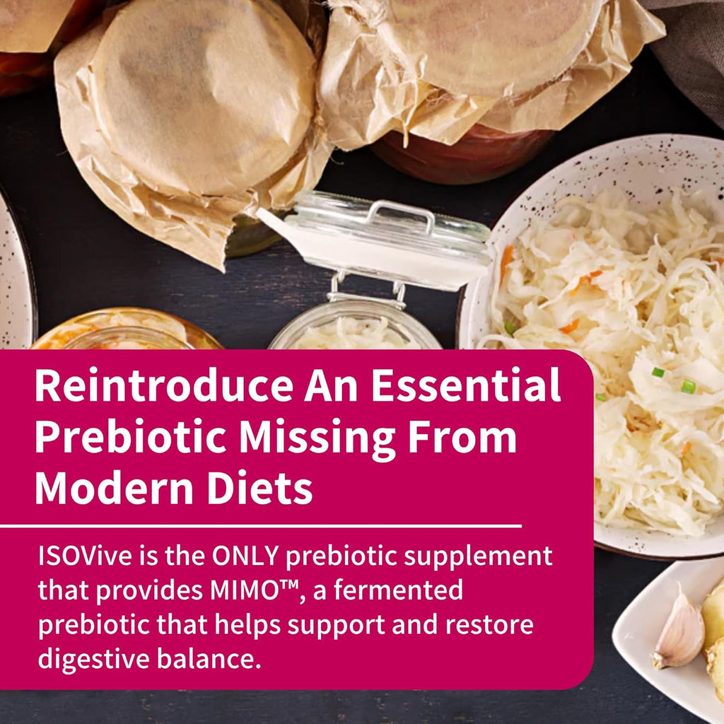 ISOVive Prebiotic Liquid Supplement (30-Day Supply) Natural Heartburn and Bloating Relief - Naturally Fermented Daily Fiber - Formerly