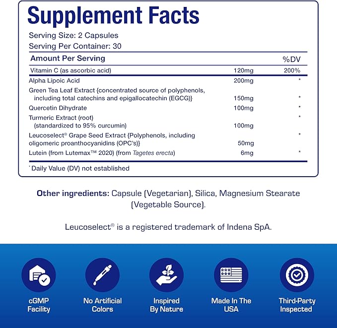 Superfood Based Potent Antioxidant Supplement - Broad Spectrum Herbal Antioxidant Blend with Polyphenols Proanthocyanidins and Green Tea Catechins for Daily Wellness and Immune Support - 30 Servings