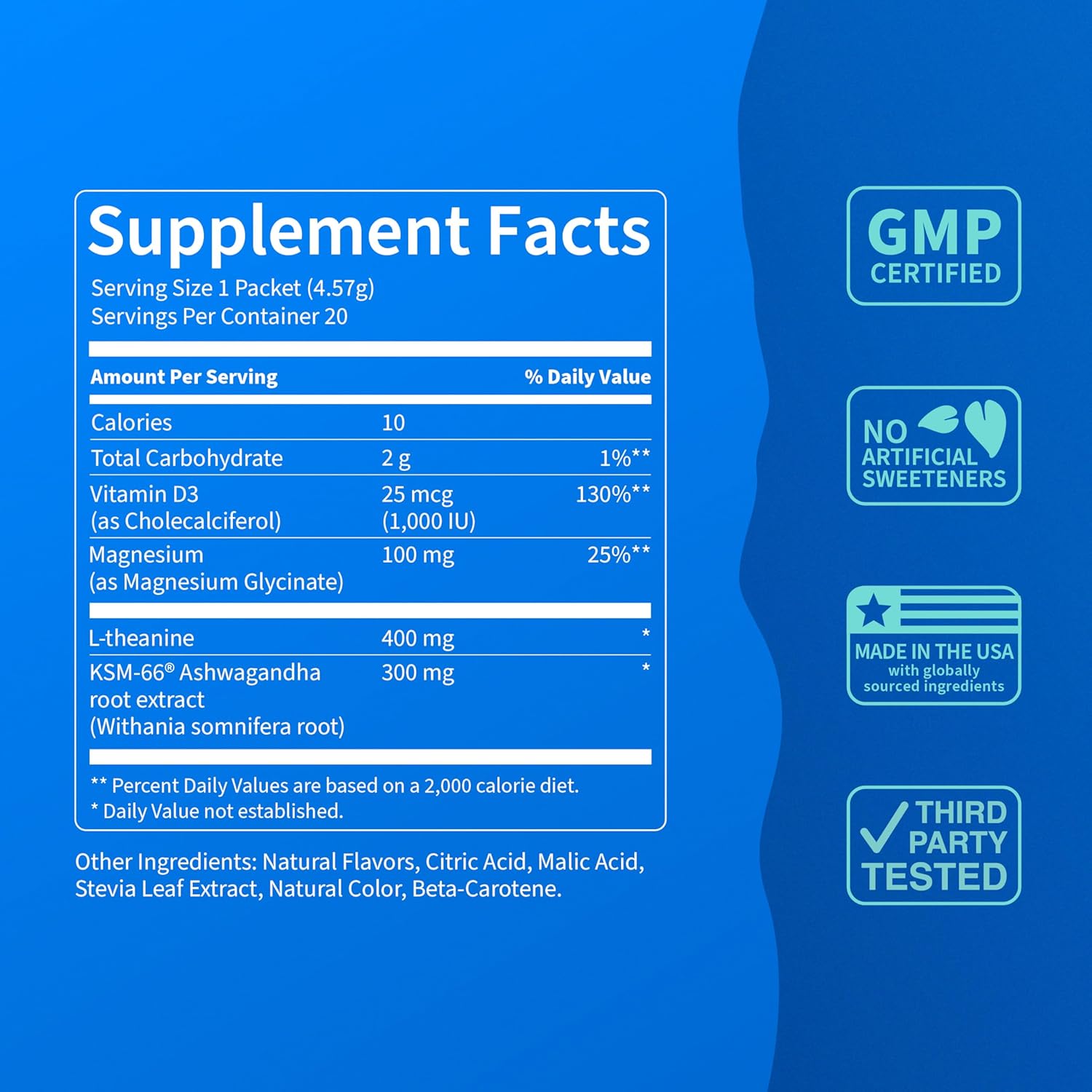 Supercalm Drink Mix - Ashwagandha KSM 66, Magnesium Glycinate & L-Theanine Supplement - Ashwagandha Root Extract - Focus and Relaxation Support (20 Travel Packets) - Cherry Limeade
