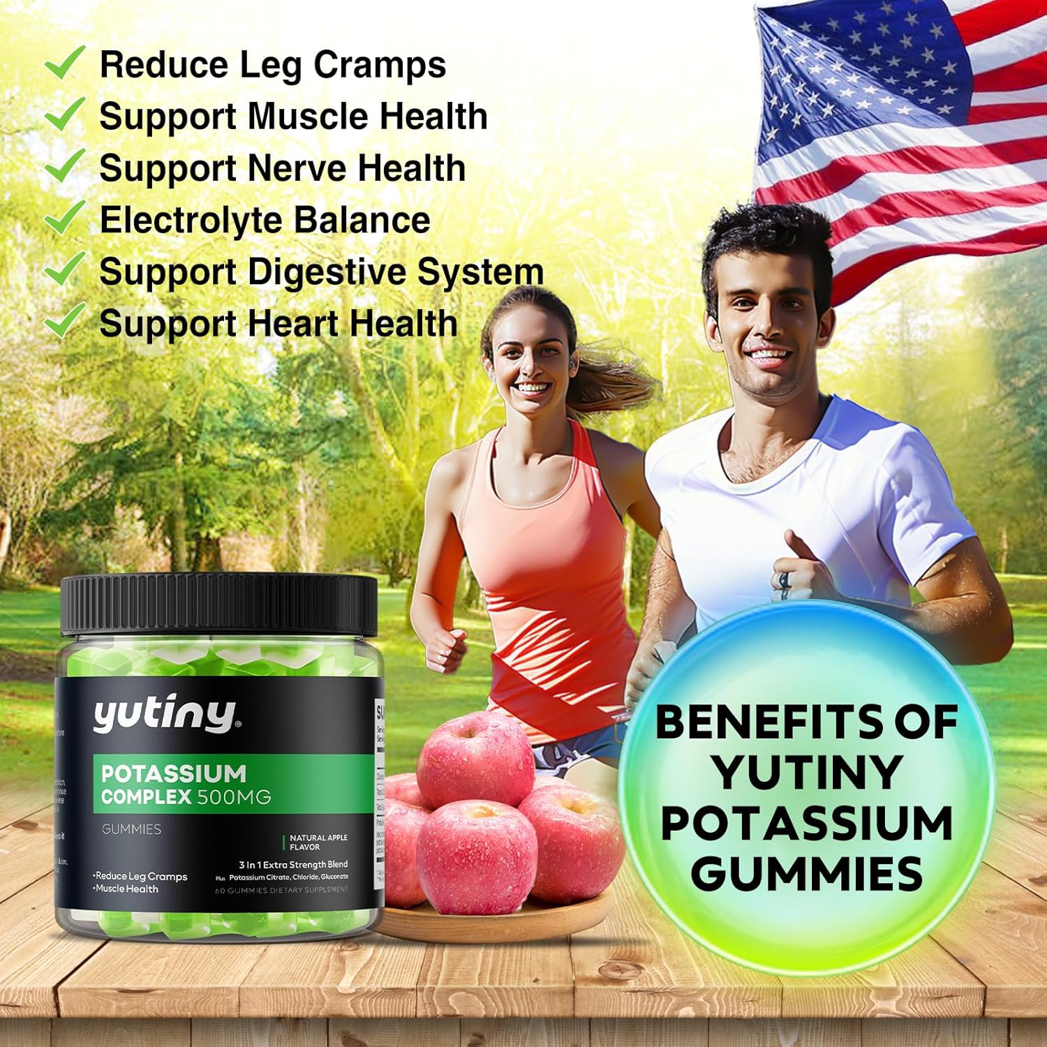 Potassium Supplement 500mg 3 in 1 Complex Gummies, Chewables with Potassium Citrate Chloride Gluconate, Extra Strength Blend, 60 Count