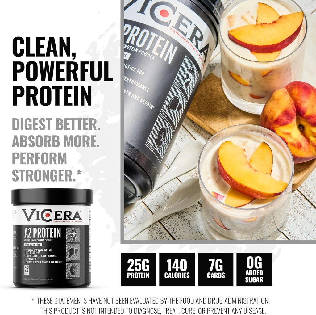 A2 Protein Powder, Unflavored, 25 G Protein per Serving, Organic A2/A2 Whey Casein Blend with Probiotics and Celtic Sea Salt, Gluten Free Workout Supplement, Non GMO, 20 Servings, 27.4 Oz