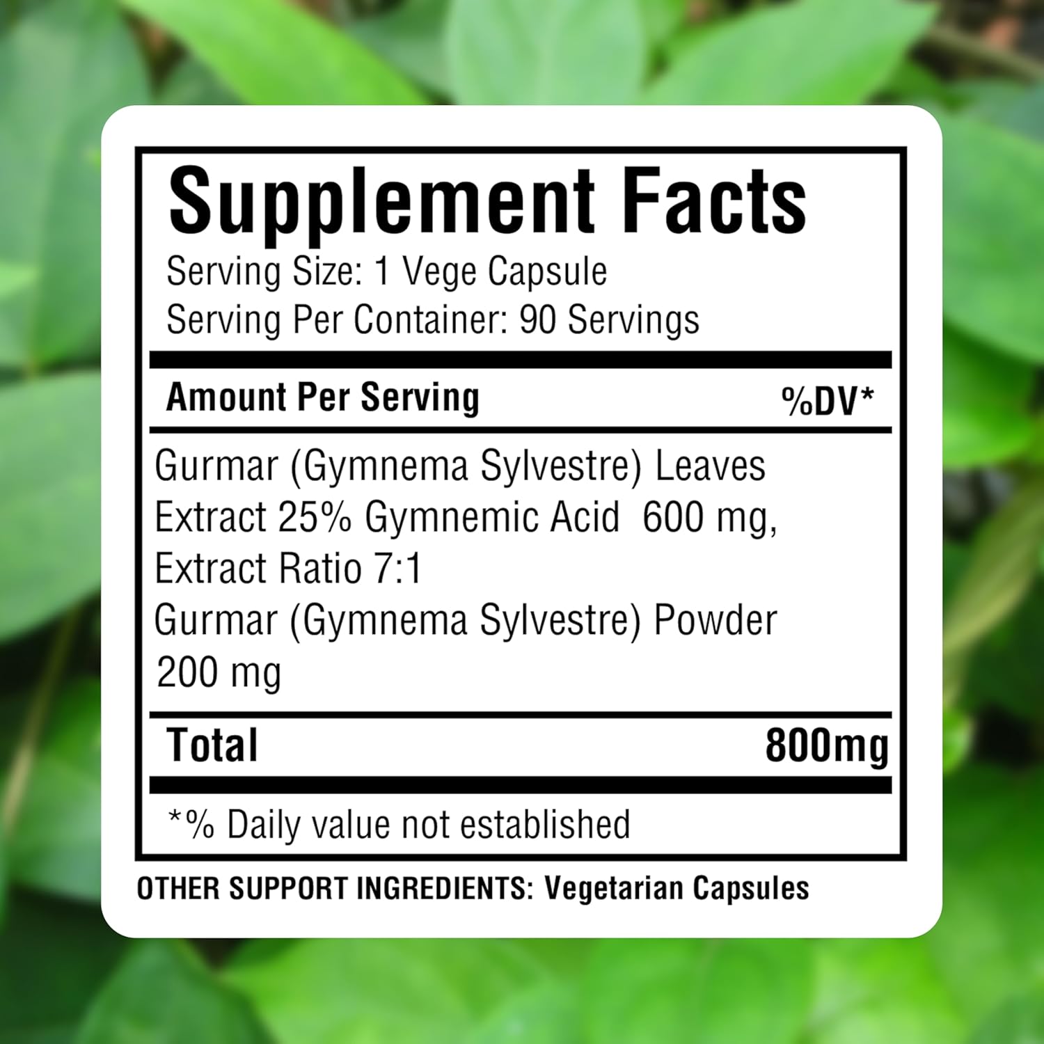 Gurmar Capsules | Gymnema Sylvestre Extract 7:1 | 90 Vegan Capsules | Ayurvedic Herbal Supplement | Supports Healthy Sugar Metabolism & Wellness
