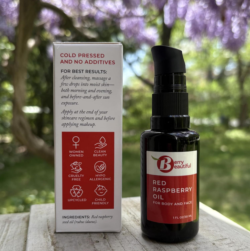 Pure Red Raspberry Seed Oil – 1 fl oz | Cold-Pressed, Unrefined, Extra Virgin | Grown and Pressed in Washington State