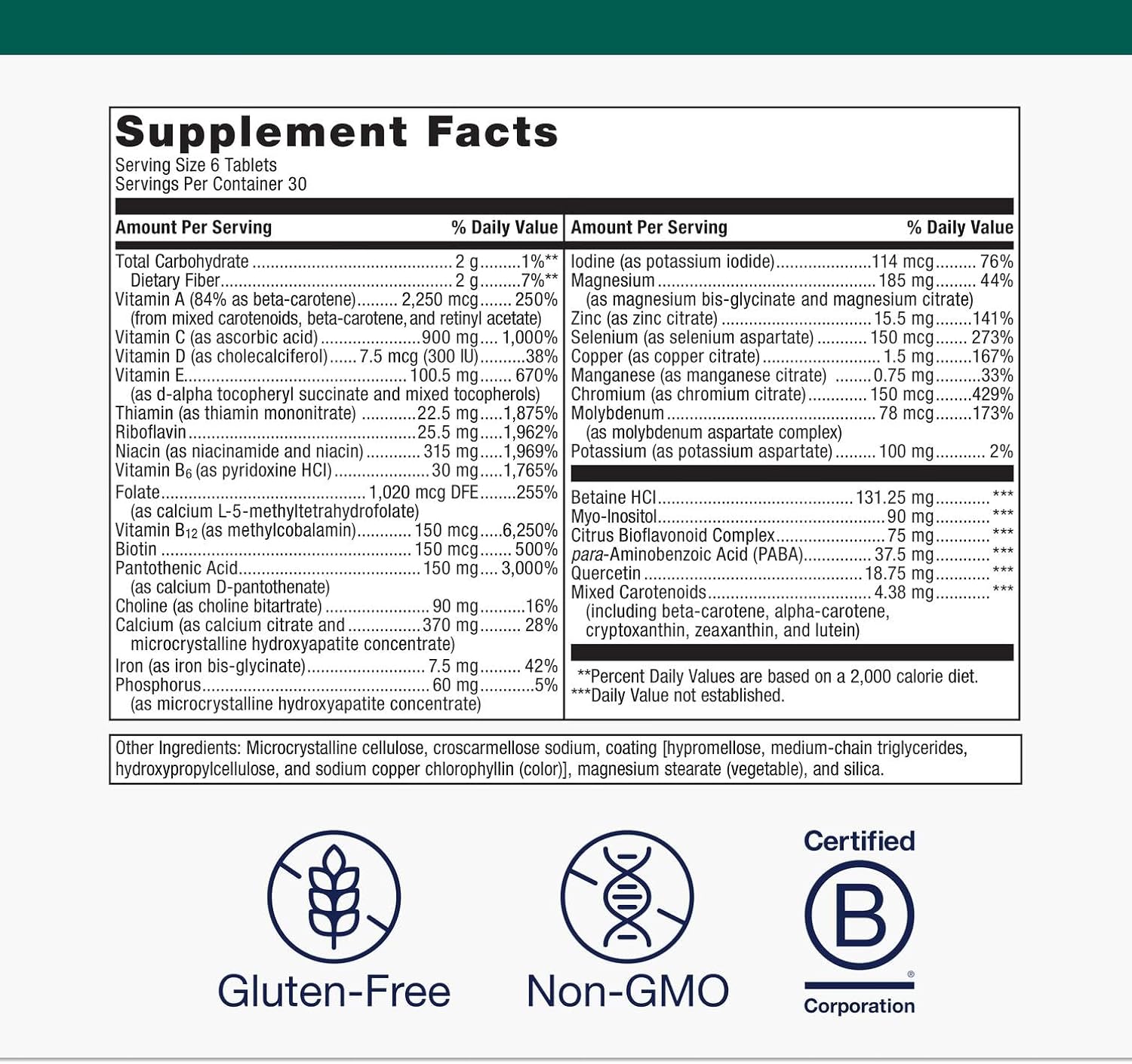 Metagenics Multigenics Intensive Care Multivitamin with Iron - Dietary Supplements for Everyday - with Iron, Quercetin, Beta-Carotene, Ascorbic Acid & More - Non-GMO - Gluten-Free - 180 Tablets