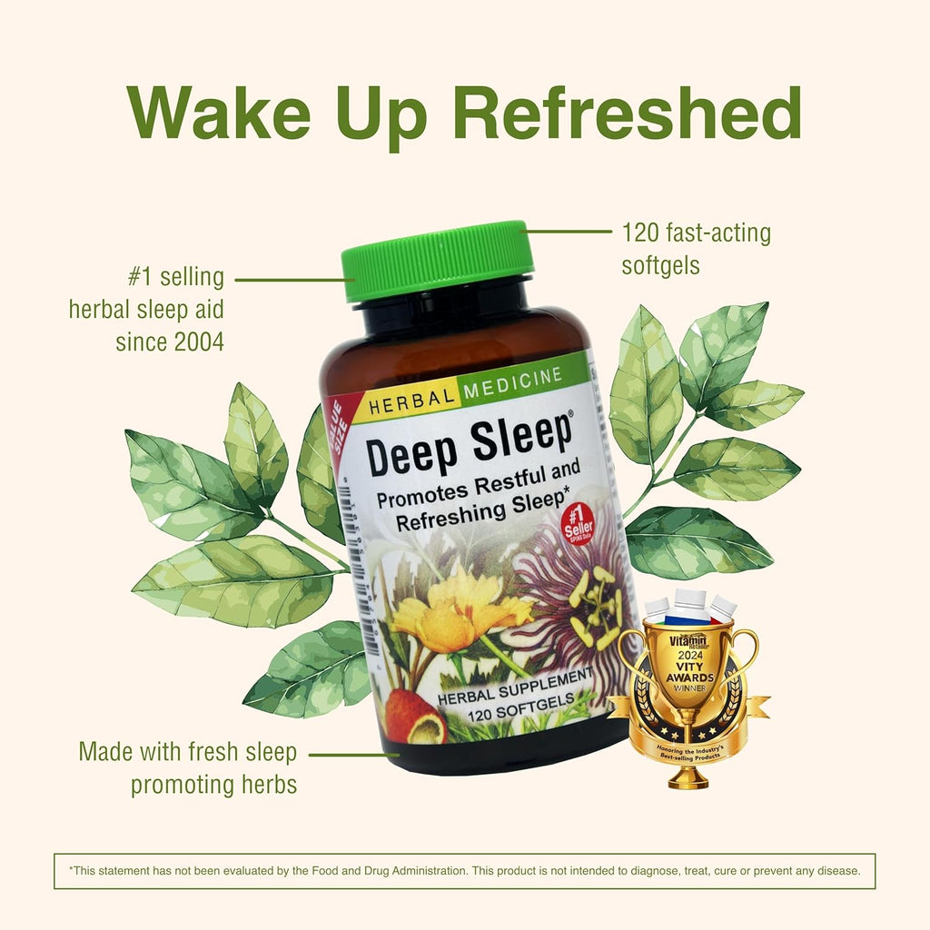 Herbs Etc. Deep Sleep Softgels - Herbal Sleep Support Supplement - Rest & Calming Support with Passionflower, Chamomile & Lemon Balm - 120 Softgels (120 Servings) - 2 Pack