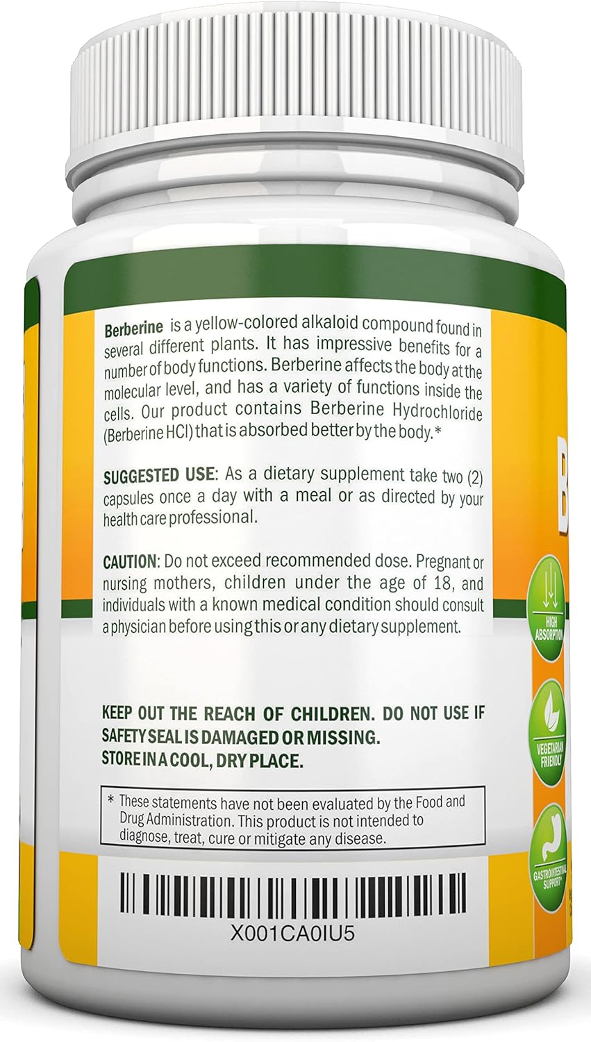 Berberine - 1200Mg Per Serving - 90 Vegetarian Capsules - Pure Berberine HCL Extract Supplement - Superior Potency to Support Immune Health
