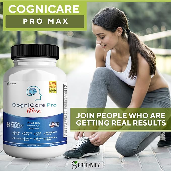 Cognicare Pro Max Brain Support Supplement Improve Memory & Focus Healthy Clear Brain Fog & Boost Cognitive Function - 60 Natural Capsules
