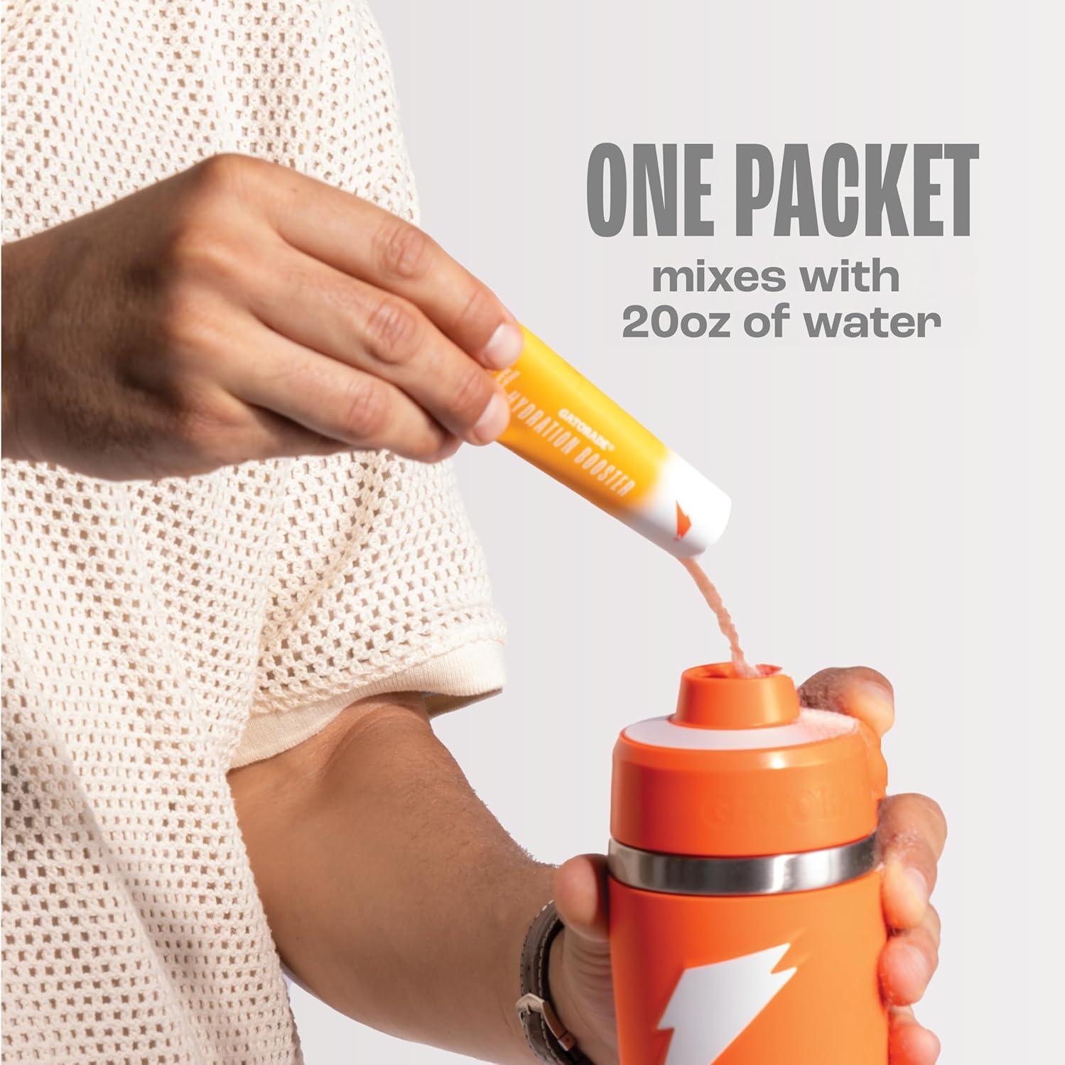 Gatorade Hydration Booster Electrolyte Drink Mix Powder Packets, Tropical Mango, Advanced Electrolyte Blend, No Added Colors, No Artificial Sweeteners, Essential Vitamins A, C, B3, B5, B6, Makes 20 Fl Oz, (6 Pack)