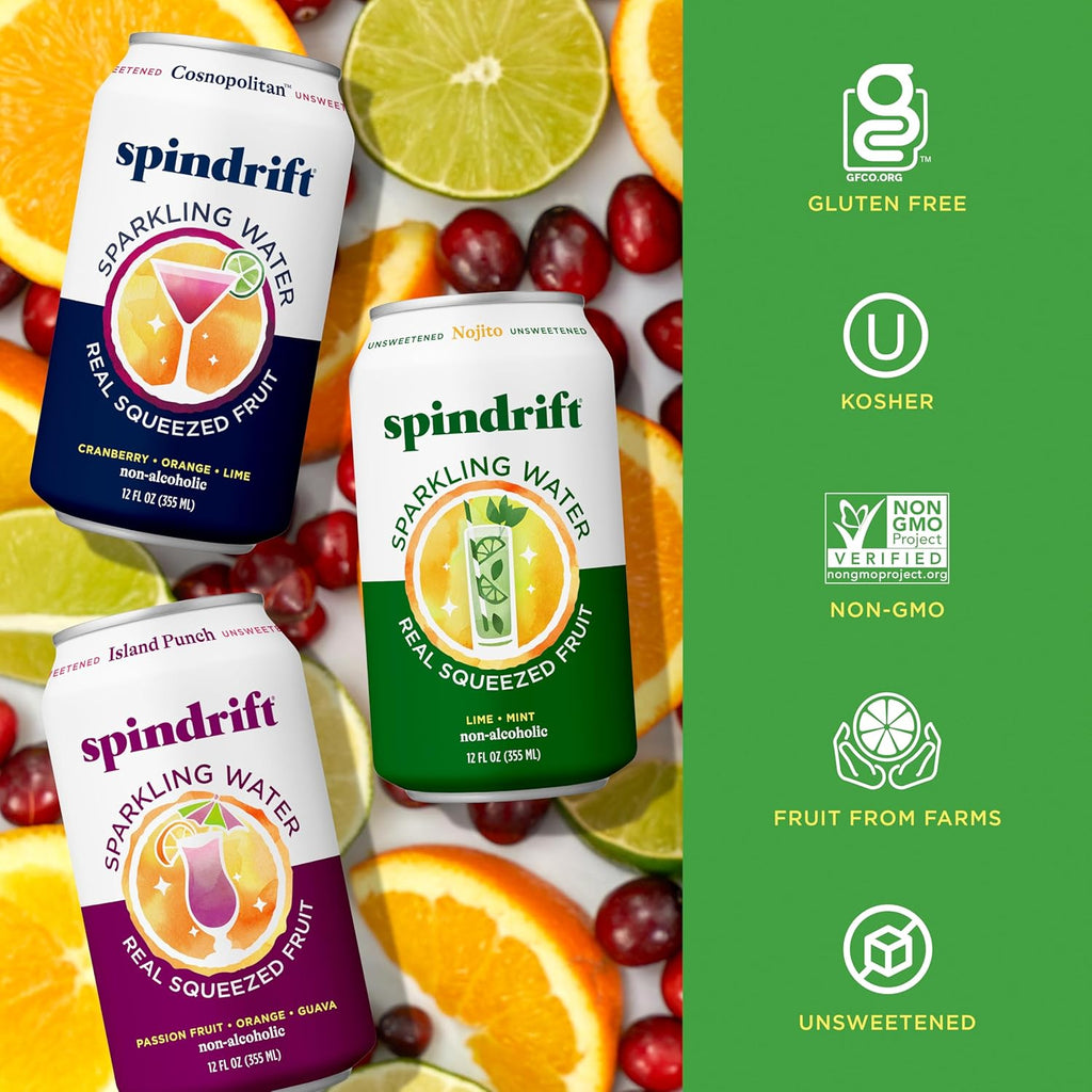 Spindrift Mocktail Variety Pack Can 12 Ounce (Pack of 24)