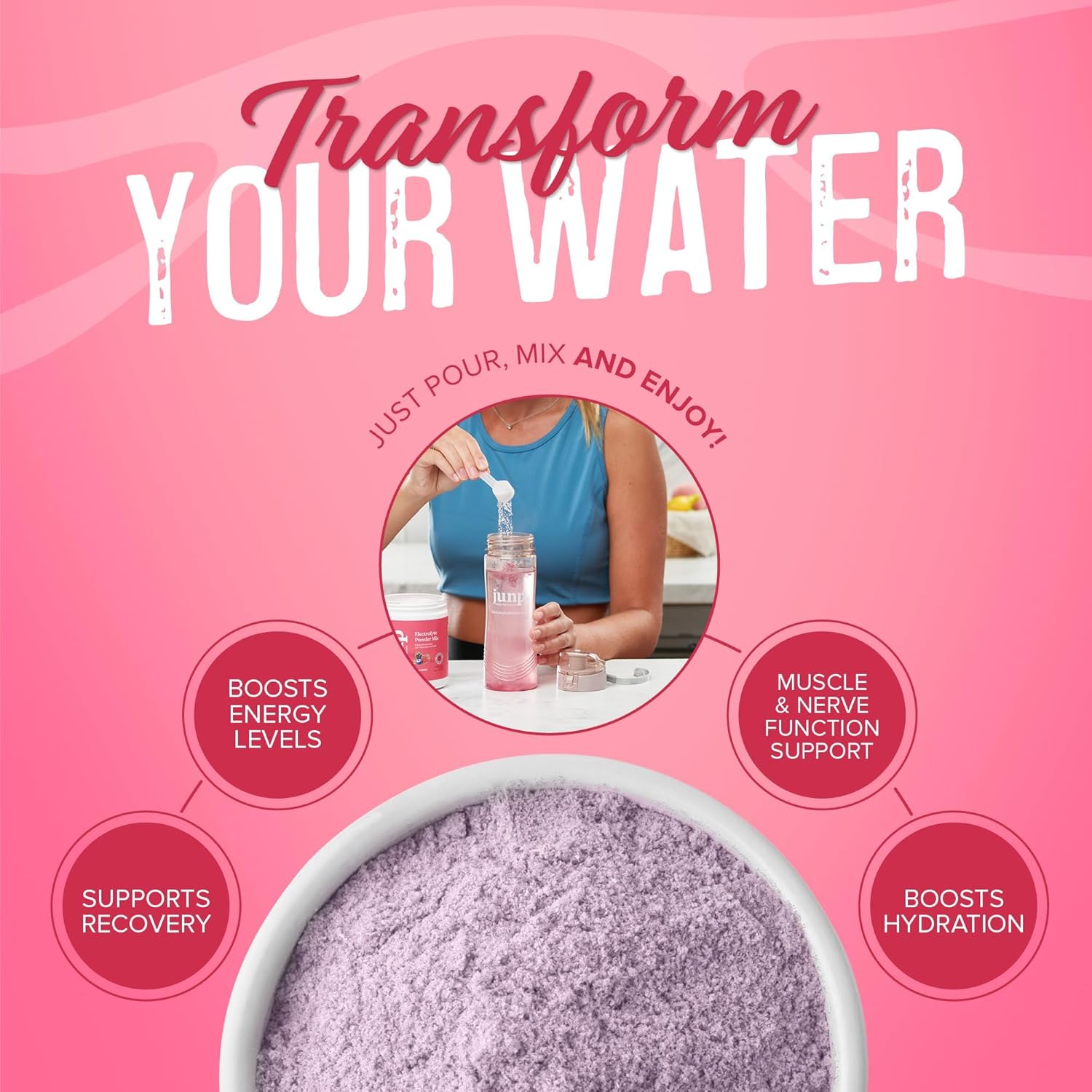 JUNP Electrolytes Powder No Sugar No Carbs – Wild Berry Fruit Flavor Drink Mix - Potassium & Salt Electrolyte Hydration Powder Zero Calorie Sugar Free Electrolyte Powder, Keto Friendly, 180 Servings