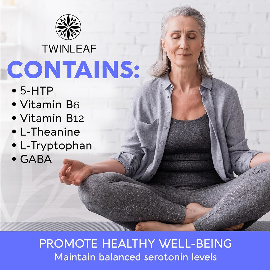 Natural Serotonin Supplement - Made in USA 5HTP Serotonin & Cortisol Manager - Serotonin Booster Vitamin Supplement for Women with 5-HTP, Vitamin B6, B12, GABA, L Theanine, L Tryptophan - 60 capsules