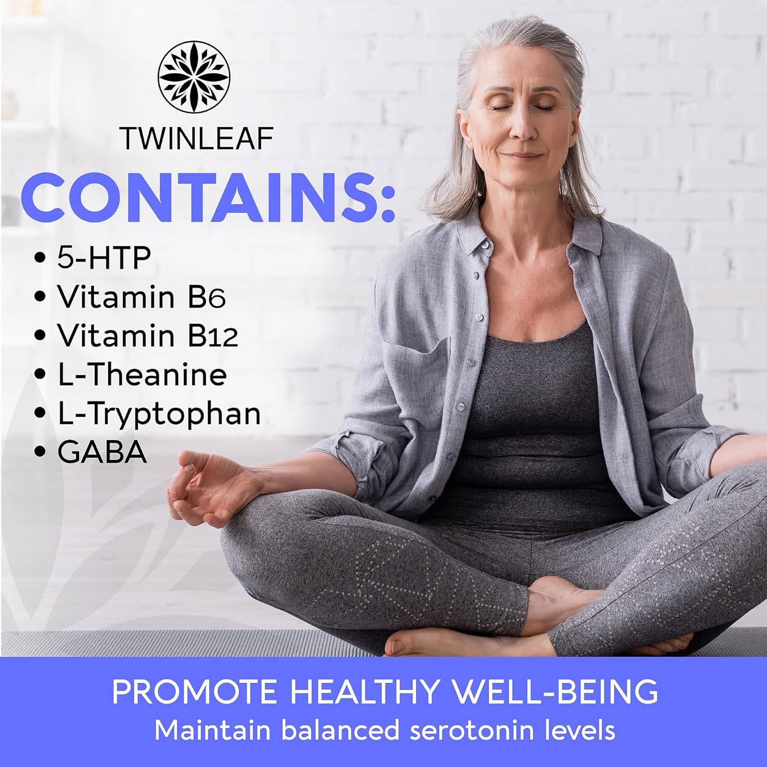 Natural Serotonin Supplement - Made in USA 5HTP Serotonin & Cortisol Manager - Serotonin Booster Vitamin Supplement for Women with 5-HTP, Vitamin B6, B12, GABA, L Theanine, L Tryptophan - 60 capsules